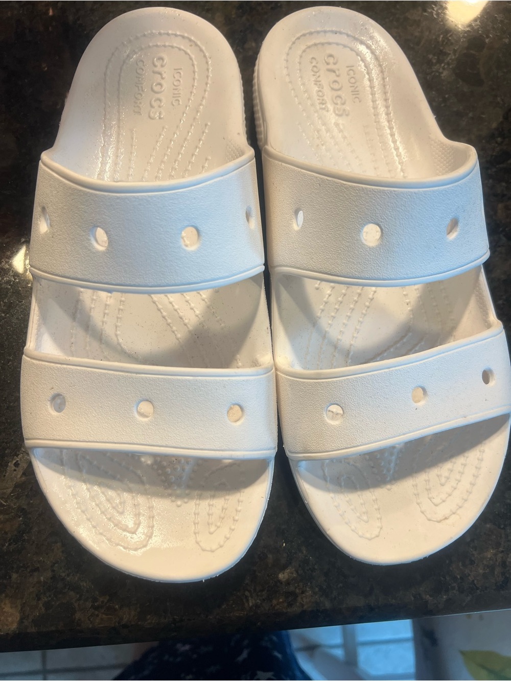 CROCS women’s White Slide Sandals with Dual Straps